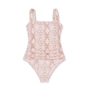 NWT- Kona Soli One Piece Ruched Snakeskin Print Swimsuit